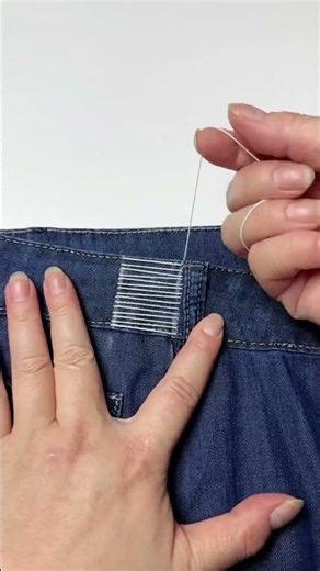 How to Shrink Jeans Waist WITHOUT Sewing 👖 #Shorts #fashionhacks #sewing #sewingtutorial #jeanshack