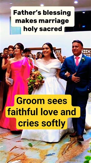 Heartfelt Emotional Groom in Tears Seeing Bride Walk in Church Aisle #shorts