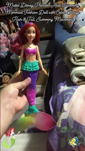 Mattel Disney Princess Ariel Swimming Mermaid Fashion Doll with Color Change Hair & Tail, Swimming