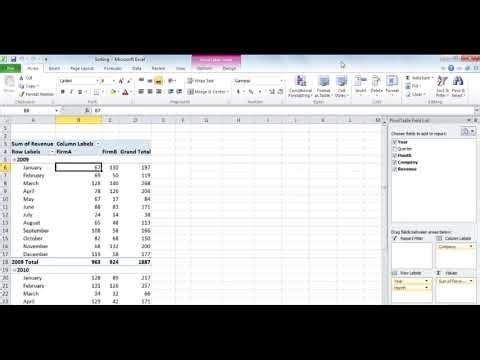 Sorting PivotTable data in Excel