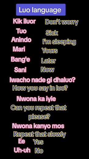 Learn Luo Language: Words and Meanings Explained
