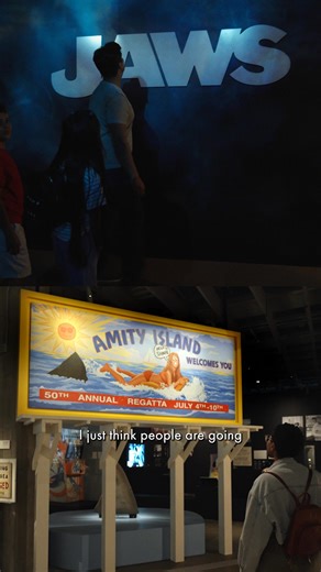 Steven Spielberg steps into Jaws: The Exhibition - his first walk through the legacy he helped create! Get your tickets today. | Academy Museum of Motion Pictures | Facebook