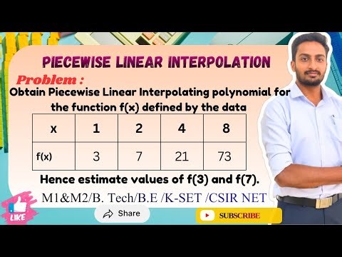 Piecewise Linear Interpolation Problem | Given x=1,2,4,8 and f(x)=3,7,21,73 | Find f(3) & f(7).