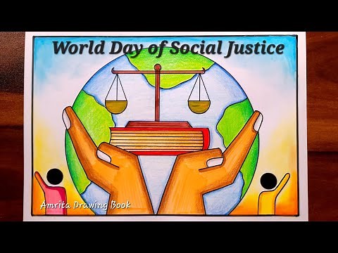 World Day of Social Justice Poster Drawing | Justice Day Drawing | Constitution Day Drawing easy