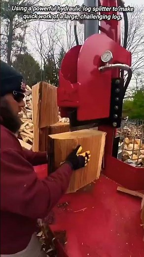 Heavy-Duty Log Splitting Machine in Action.