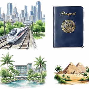 Watercolor Travel Clipart, Wanderlust PNG, Vintage Suitcase Png, Airplane Clipart, Summer Travel Graphics, Vacation PNG, Commercial Use - Etsy