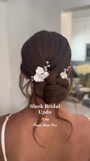 Elegant Bridal Updo with Flora Pins | Wedding Hair Accessories