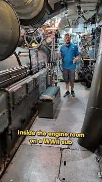 Inside the engine room on WWII submarine
