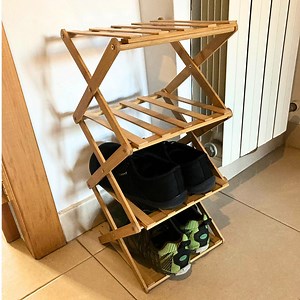 Bamboo Shoe Rack 4 Tier Vertical Shoe Organizer Space Saving Corner Shelf Storage Stand - Etsy UK