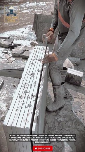 Easy Process of Splitting Stone Using Tools #workers #interiordesign #tools