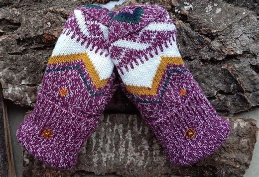 Cozy Sweater Mittens | Maroon and Gold | Unique Women's Mittens Recycled From Sweaters | Upcycled Gifts for Her | Minnesota Made - Etsy