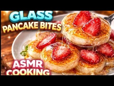 Satisfying Glass Pancake Bites ASMR 🍓 | Ultra Realistic Glass Cooking in 8K