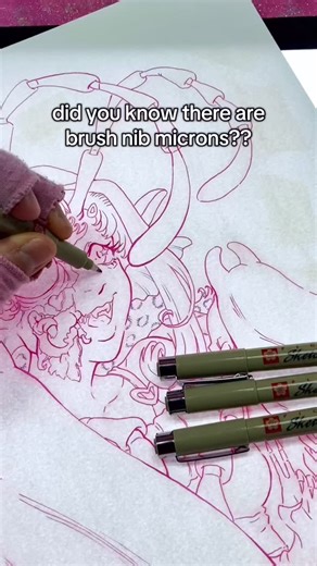 22K views · 4.8K reactions | I’m inking my oc, Lily, with sketch brush micron pens. But technically, microns can come in two other brush nibs. There’s also a traditional brush nib for microns, as well as PN microns. For this ink drawing, I’m using sketch brush microns from @sakuraofamerica on Bristol paper from @strathmoreart . . . . . . . #artprocess #ocart #pendrawing #inkdrawing #lineart #artistsofinstagram #ocdrawing #bugart #micronpen #penandinkart | Wes Rem | Facebook