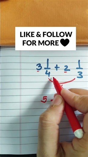 ➕ Addition of Mixed Fractions Made Easy! class5,6. #maths #study #tricks #mathproblems