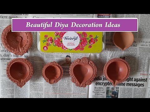 Diya decoration ideas for diwali | Diya painting and colouring | How to decorate plain diya