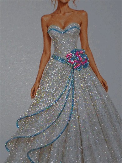 Glitter Coloring Wedding Dress: Glitter Pens Coloring Therapy