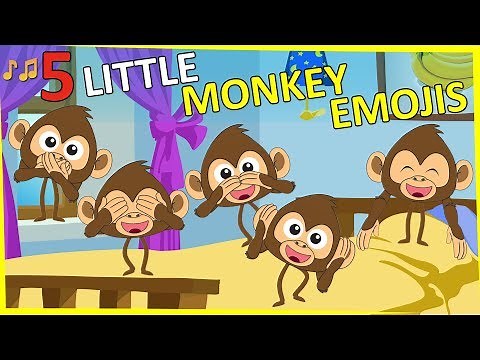Emoji Monkey Song For Kids Five Little Monkeys Jumping On The Bed Nursery Rhyme Song