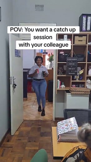 Office Comedy: Busy Colleague's Energy Drink Take