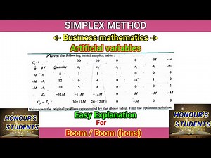 #4. Artificial variables Simplex method | Business mathematics | Honours Student |