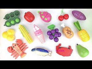 Learn Names of Fruits and Vegetables with Wooden toys velcro cutting Fruit Fun for Kids
