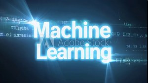 A bright blue word cloud with the word Machine Learning written in white. The word cloud is made up of various shapes and letters, giving it a futuristic and technological feel