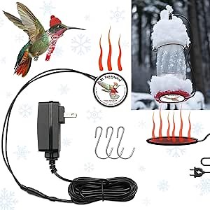 Hummingbird Feeder Heater Warmer, Prevents Nectar from Freezing, Fits Most Feeders, Easy Peel and Stick