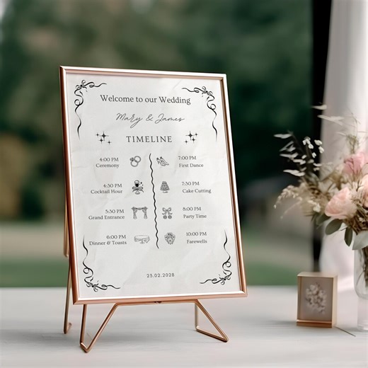 Elegant Wedding Program Card, Minimalist Order of Events Template, Modern Ceremony Itinerary Card - Etsy