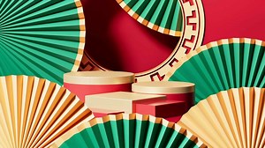 Chinese traditional background, Chinese style background and empty stage, e-commerce background, 3d rendering.