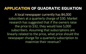 Maximizing Revenue: Application of Quadratic Equations | Math Avenue : Learn Math By Examples