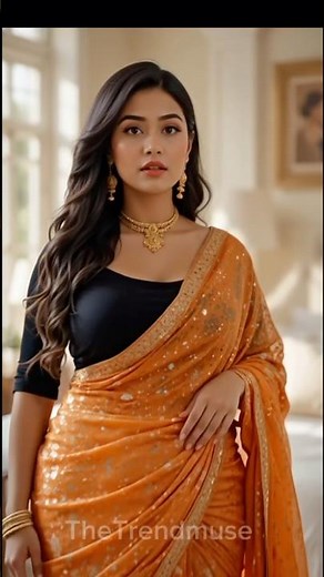 🖤 Bold Black & Fiery Orange | A Stunning Saree Look You Must Watch! ✨
