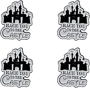 BibBoards Metal “Race You to The Castle” Event Clips | bibSNAPS Safety Lock Bib Clips, Eliminate Safety Pins, Metal Event Clip, Clothing Pins Replacement, for Securing Running and Cycling Number