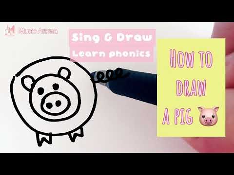 Little Circle Big Circle Pig Song | How to draw a pig 🐷 Singing while drawing ✍️ learn phonics