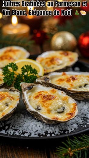 Huîtres Gratinées au Parmesan et Vin Blanc, Élégance de Noël 🎄🦪 La recette compléte dans le premier commentaire 💬 | Un jour Une recette