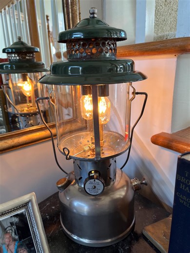 Electric Vintage Coleman Lantern Table Lamp, Touch Dimmer!, Nickel Tank, Great Gift for Outdoorsman, Log Cabin - Etsy