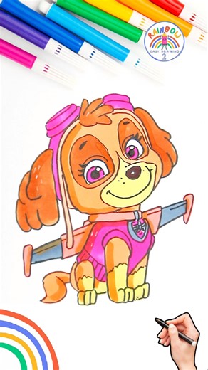 Draw Skye Tutorial | Draw Skye PAW Patrol the Movie so Easy 🌈🐶 #pawpatrol #forkids #puppy #short