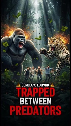 Humans Caught Between Two Predators 😱 #vs #animal #wildlife #animals #gorilla vs leopard #wildvs