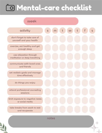 Mental Care Checklist | Weekly Self Care Tracker | Printable PDF for Mindfulness, Therapy & Healthy Habits - Etsy