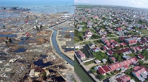 Tsunami: Pictures from then and now