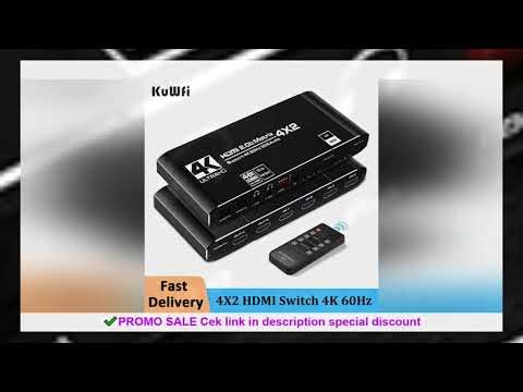 KuWFi HDMI Switch 4K 60Hz HDMI2.0 Matrix Switcher 4X2 Splitter with Remote Control and L/R 3.5mm Sup