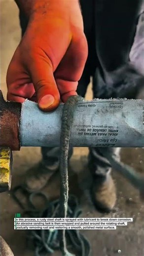 Rusty Steel Shaft Restoration Using Lubricant Spray and Sanding Belt
