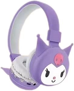 LIANHAIDA Cartoon Headphones, Bluetooth Wireless HeadphonesTeens and Adults, Cartoon Over-Ear Bluetooth Headphones (Purple)