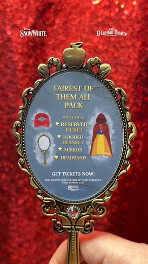 The fairest ticket in all the land? Why that's the Disney's #SnowWhite Fairest of Them All pack at the El Capitan Theatre! Get tickets now: https://bit.ly/SnowWhiteECT | The El Capitan Theatre