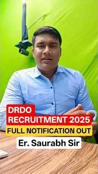 DRDO RECRUITMENT 2025 Full Notification Out | Syllabus preparation exam pattern #drdorecruitment2025