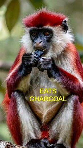 This Monkey Eats Charcoal to Survive