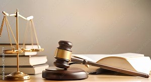 Symbols of Law: Gavel, Scales, Books, and Mallet Representing Justice and Order. Concept Law Symbols, Justice Icons, Legal Objects,