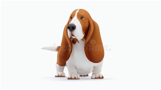 Adorable Cartoon Basset Hound Puppy, Posing on White Background Stock Video - Video of mascot, canine: 394074899