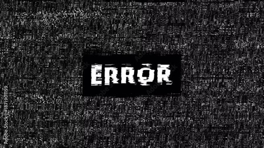 Digital screen malfunction with pixelated 'ERROR' message amidst static noise, reminiscent of a television with a lost signal or the moment you switch on and off a broken display