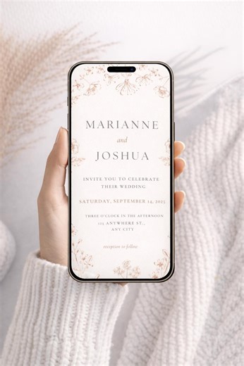 Simple Floral Wedding Invitation, Editable Reception Invite, Wedding Invitation Card, Modern Wedding Invitation, Welcome Sign - Etsy