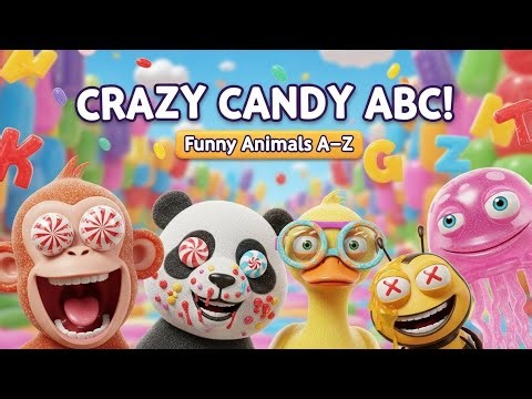 Crazy Candy Animals ABC 🐒🍭 | Funny Alphabet Song A–Z | Kids Learning Video