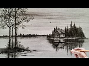 How to draw a realistic landscape | Drawing a beautiful landscape in a simple step-by-step method